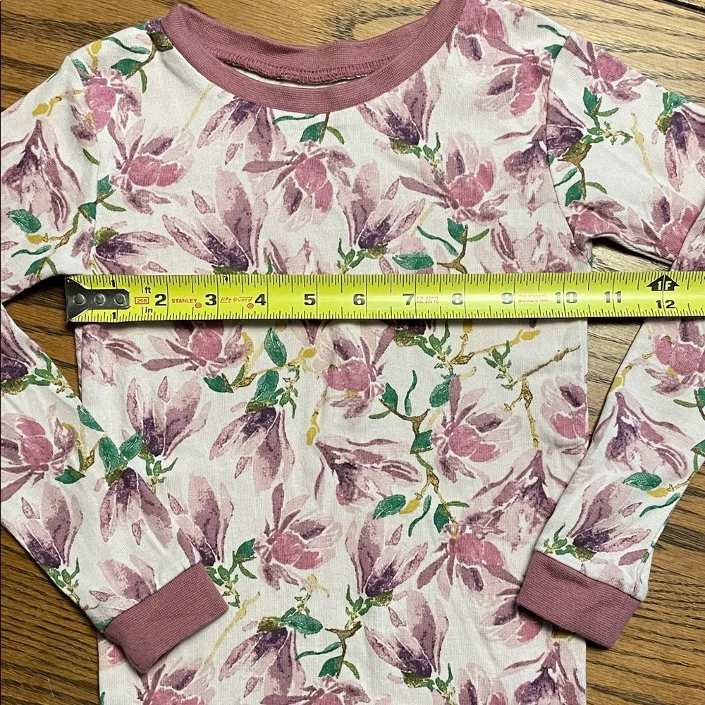 Burt's Bees Mauve and Green Floral Long Sleeve Tee size 4T